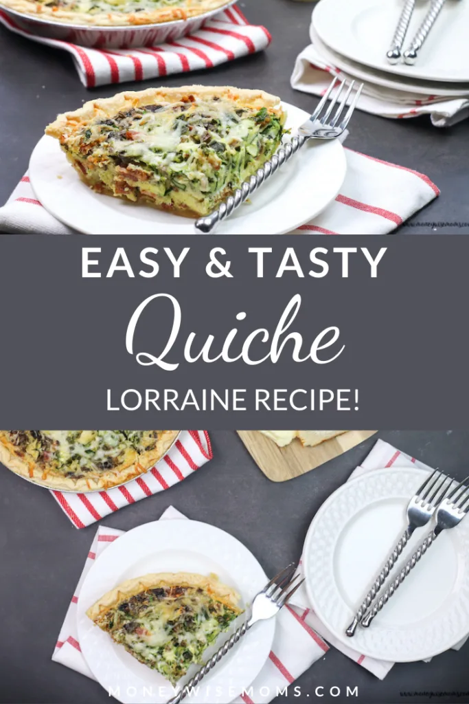 pin showing finished images of the quiche lorraine with title across the middle. 