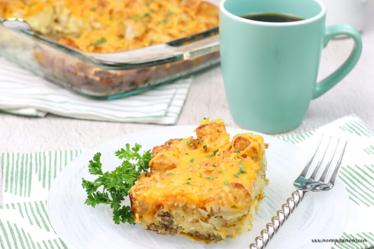 Featured image showing the finished breakfast tater tot casserole recipe ready to eat.