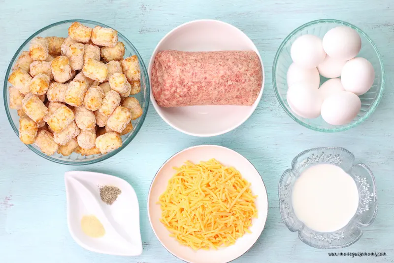 ingredients needed for this sausage egg casserole ready to be used for our recipe. 