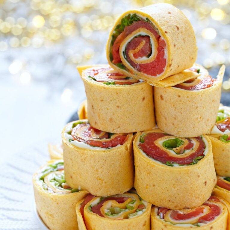 tortilla rollup appetizers on white plate