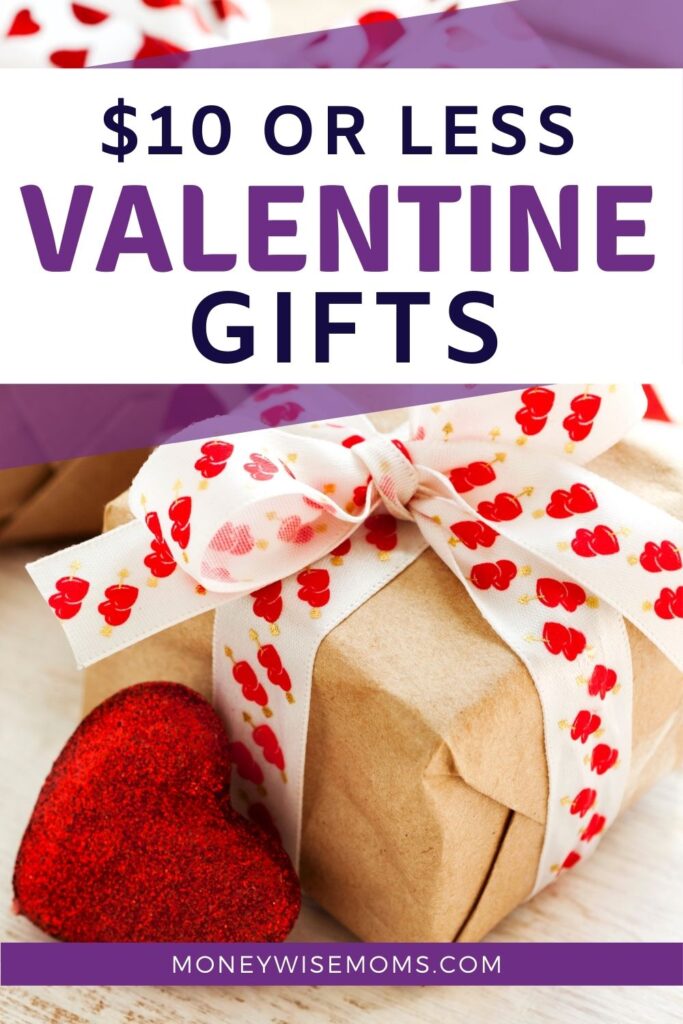 Valentine gift in brown paper with heart ribbon and red heart - Valentine Gifts under 10 dollars