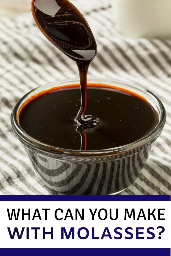 Molasses dripping off spoon into bowl on striped dish towel - what can you make with molasses