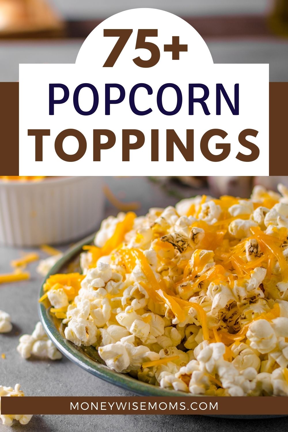 75+ popcorn topping ideas - cheese popcorn in green bowl