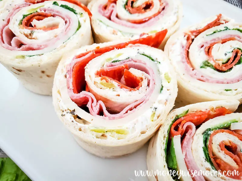 Featured image showing the finished italian pinwheels.
