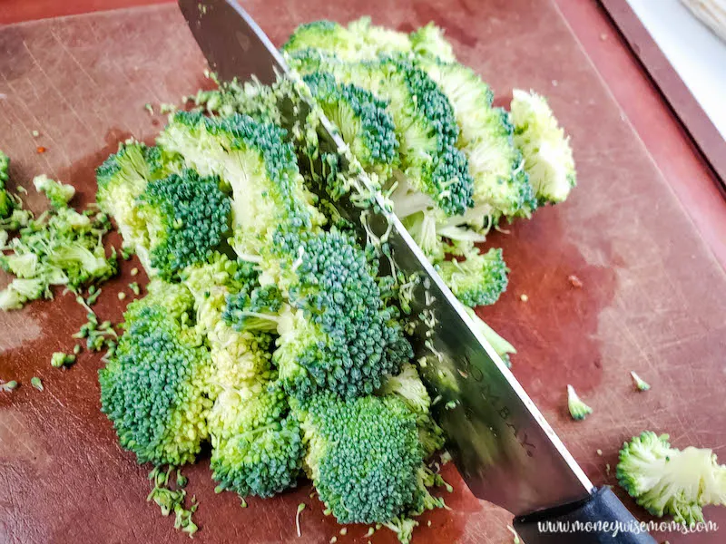 broccoli being chopped