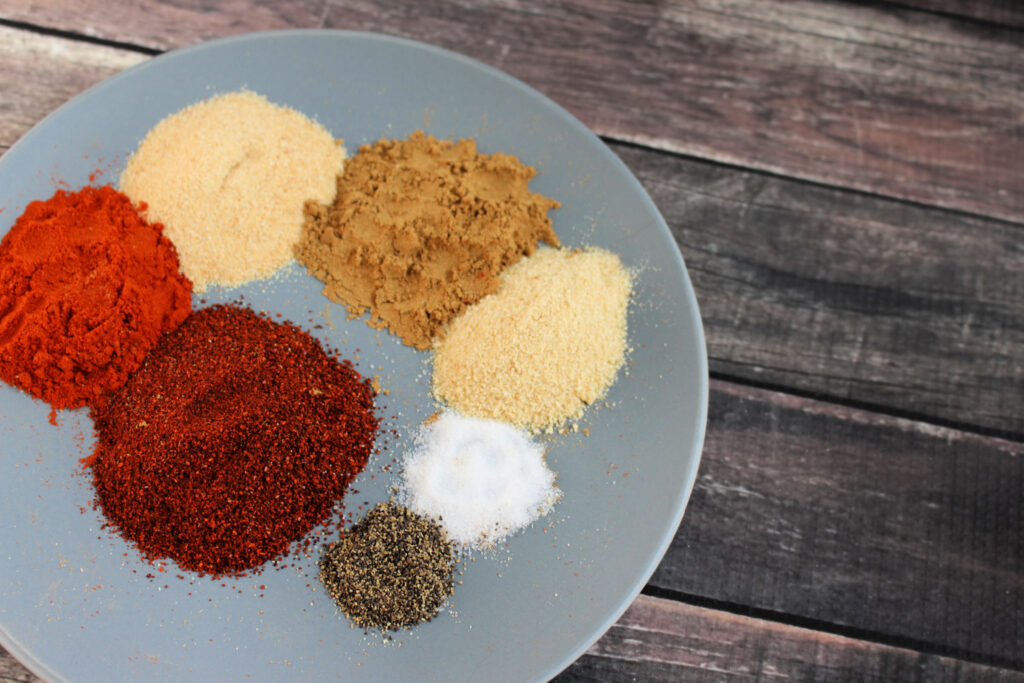 chili seasoning ingredients on a plate. 