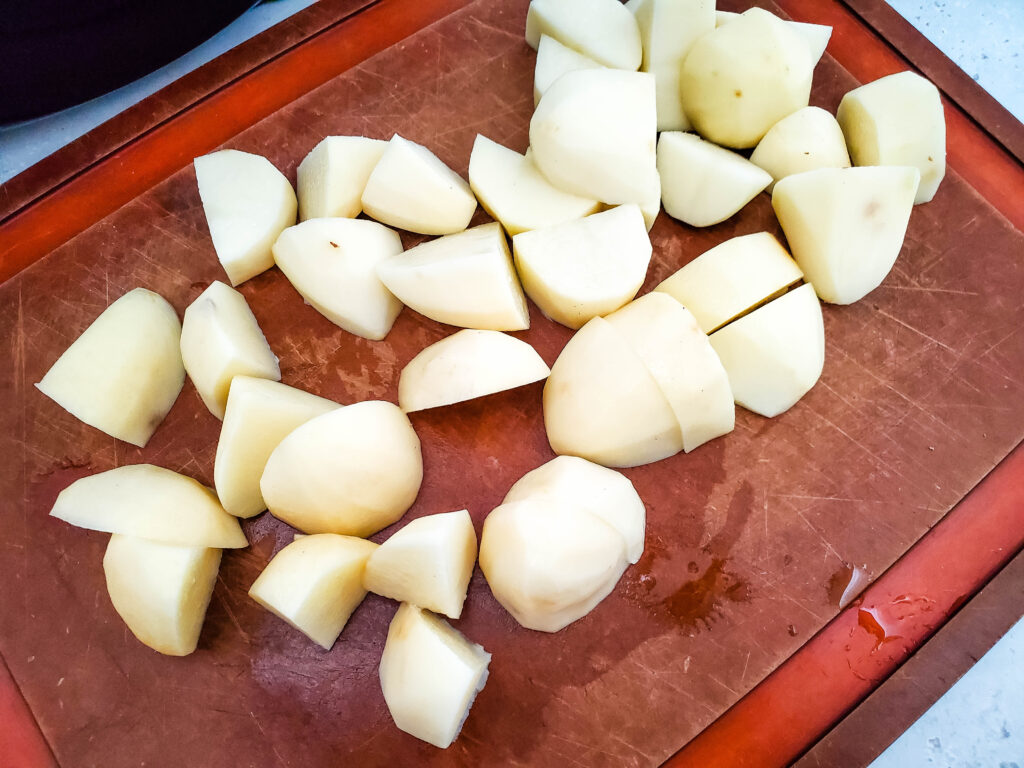 prepping the potatoes