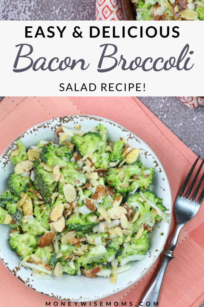Final pin showing more finished images of the broccoli salad and the title across the top. 
