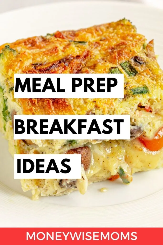 Meal prep breakfast ideas - piece of egg casserole on white plate