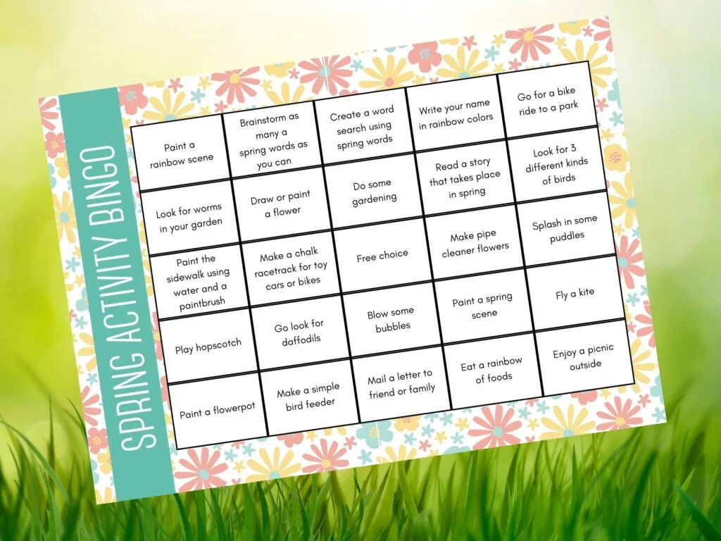 printable spring activity bingo