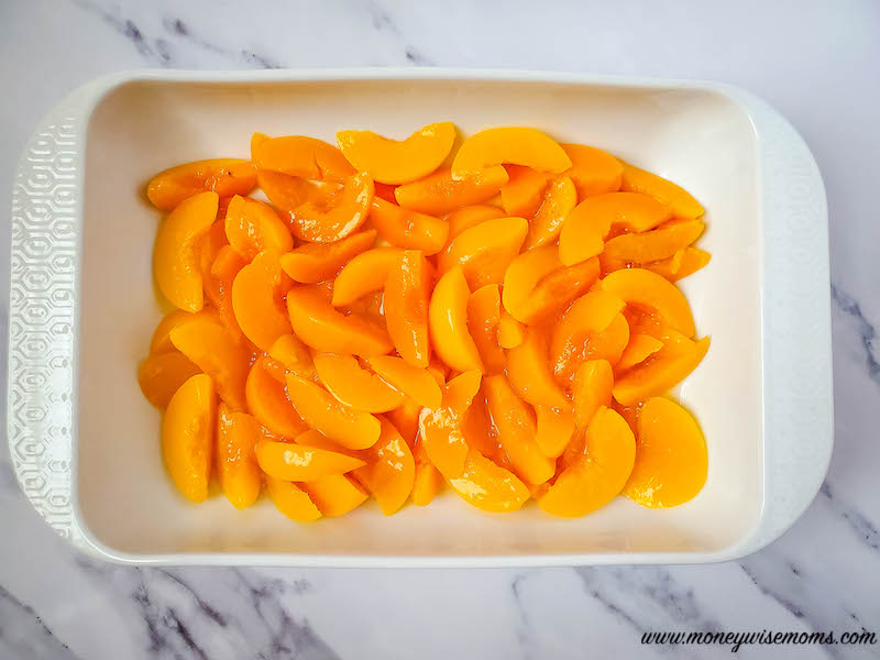 peaches in baking pan