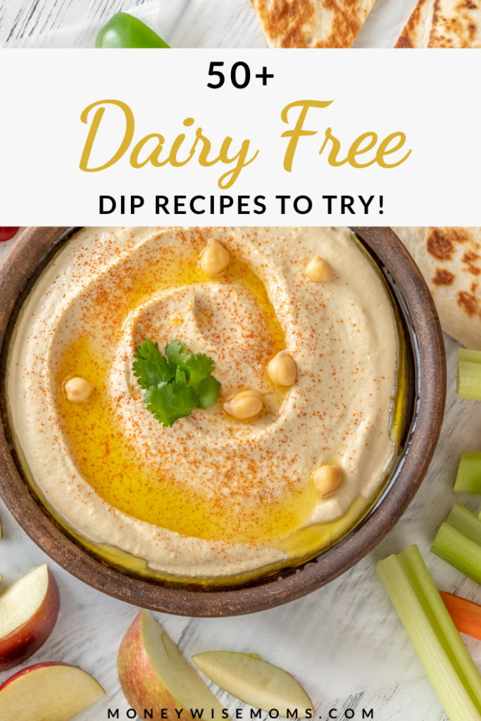 pin showing finished dairy free dips to try