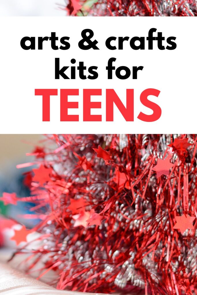 red tinsel Christmas tree - arts and crafts for teens
