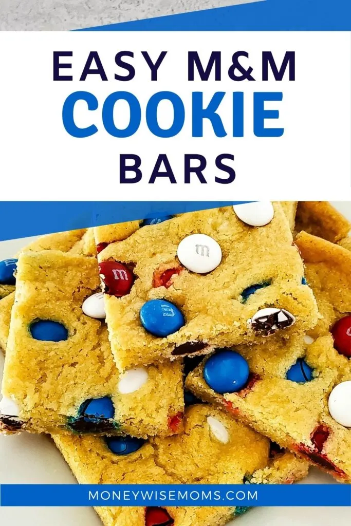 Cookie bars with M&Ms