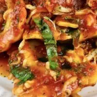 close up view of the finished baked ravioli lasagna recipe ready to eat