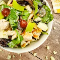 top down view of the finished recipe for chicken apple salad