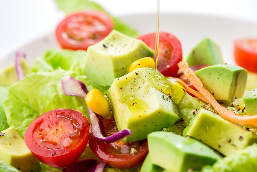 Salad with avocado cubes