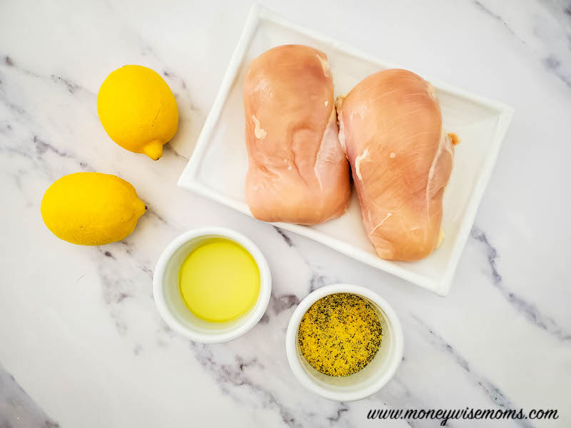 ingredients for recipe for lemon pepper chicken. 