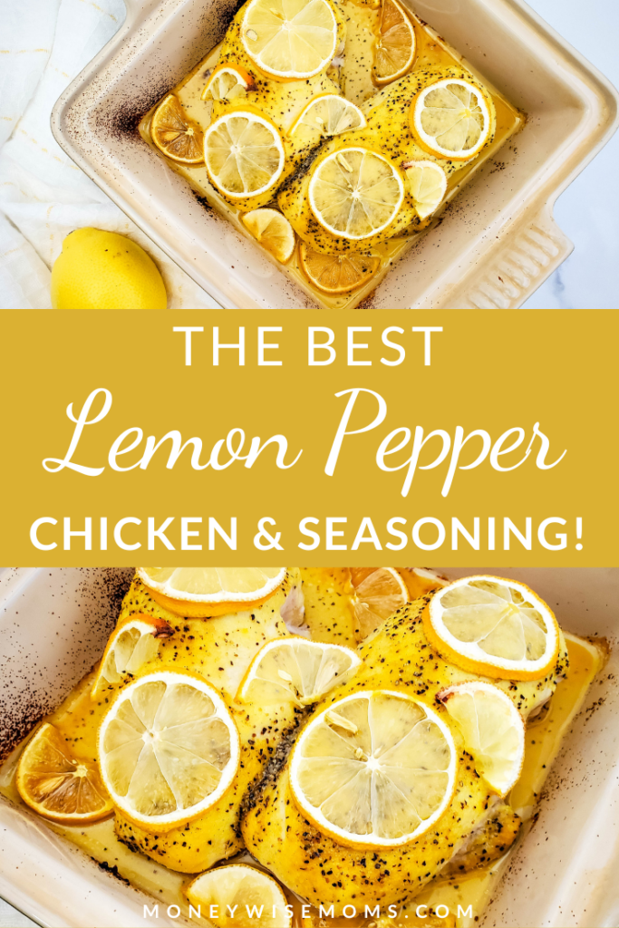 pin showing the finished recipe for lemon pepper chicken.