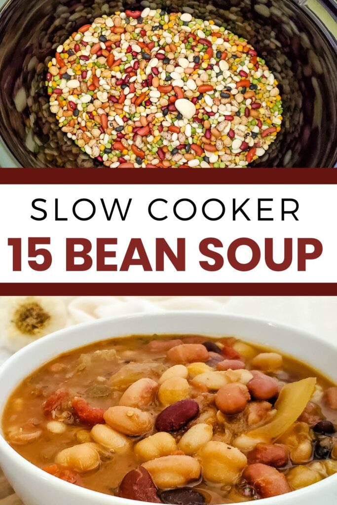 black crock with dry bean mix and slow cooker 15 bean soup recipe - beans in 15 bean soup