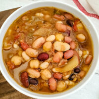 White bowl of 15 bean soup