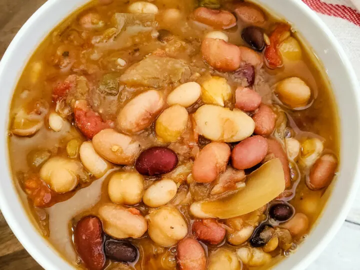 White bowl of 15 bean soup