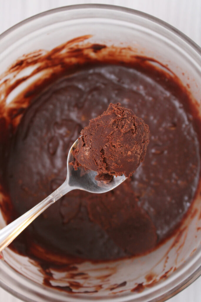Mixing chocolate for holiday truffles
