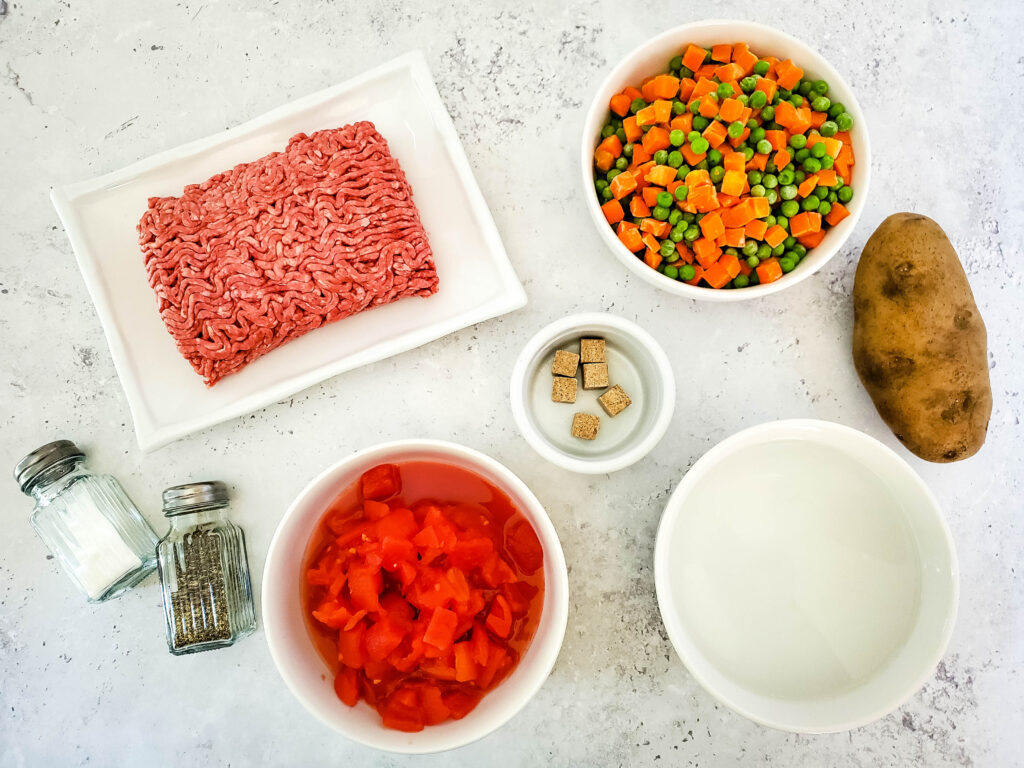 ground beef, bouillon, frozen vegetables for meatball soup in a crock pot