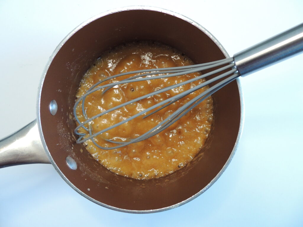 Melting butter with brown sugar in sauce pan