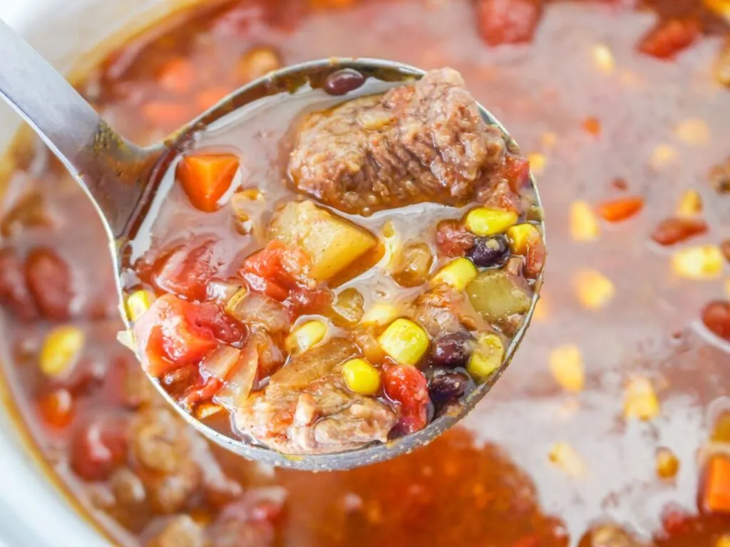 ladle of mexican beef stew