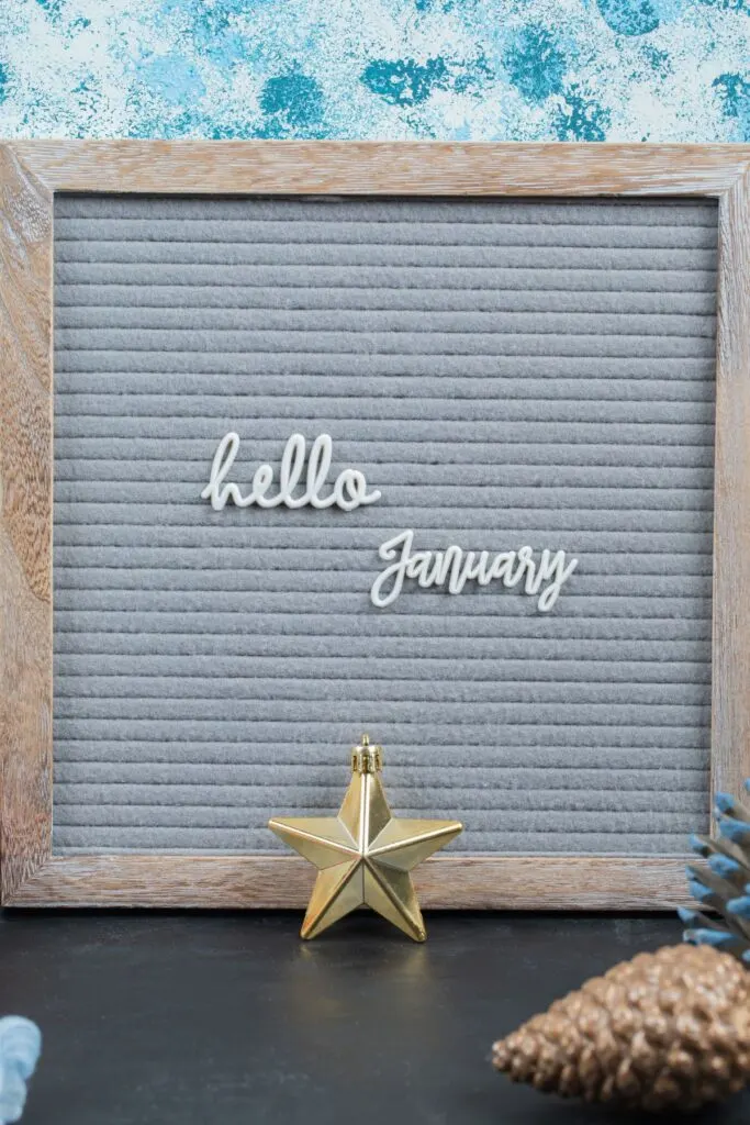 Felt letter board with Hello January
