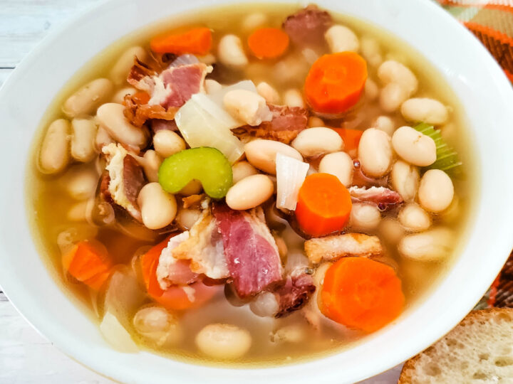 bowl of bean and bacon soup