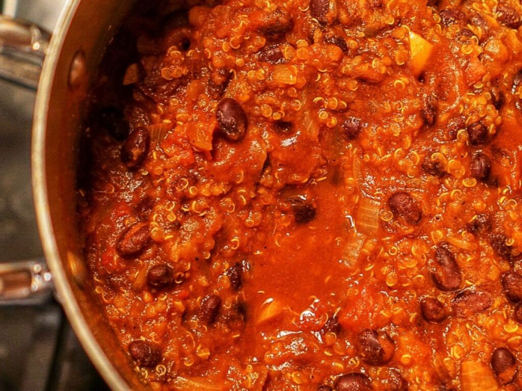 chili cooking on stovetop