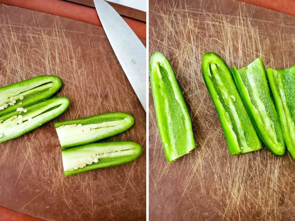 cutting jalapeno peppers