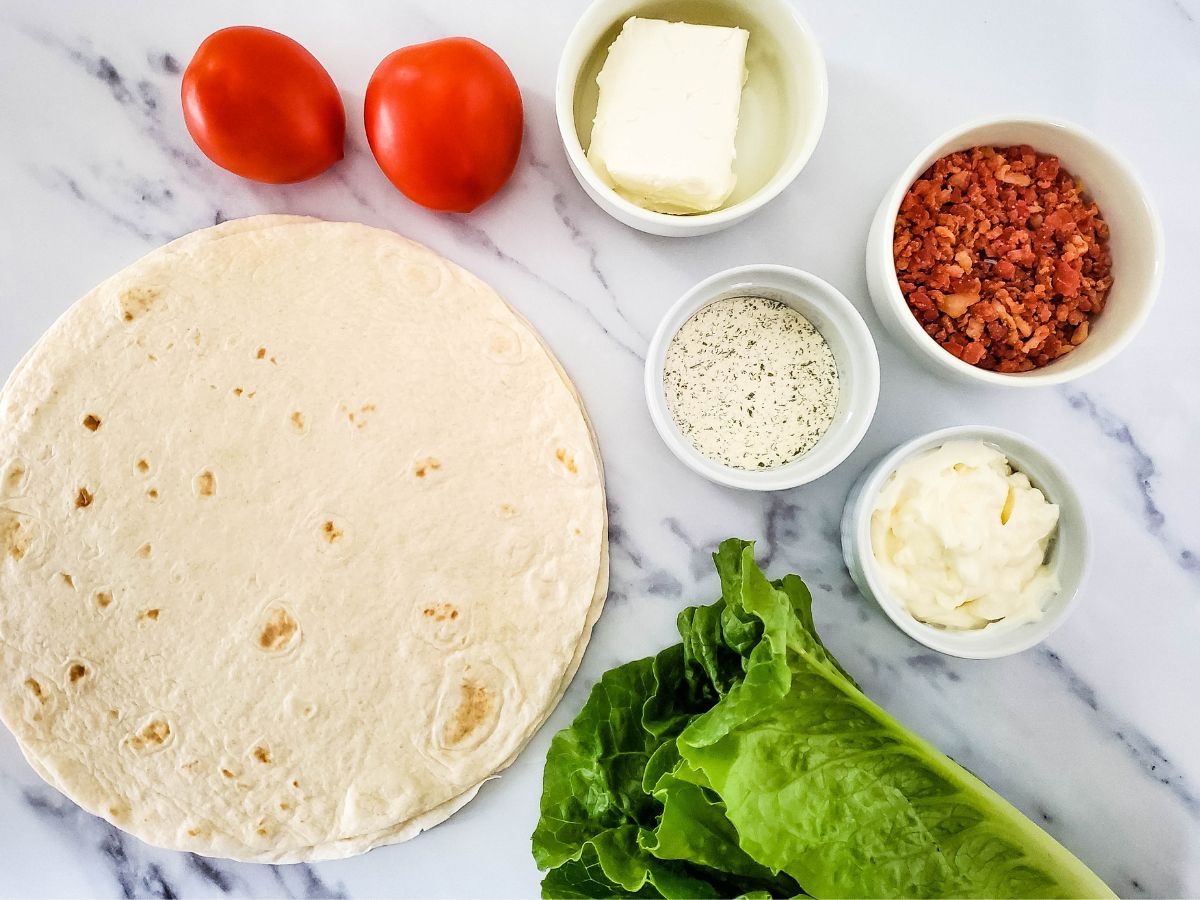 ingredients for BLT Pinwheel Appetizers