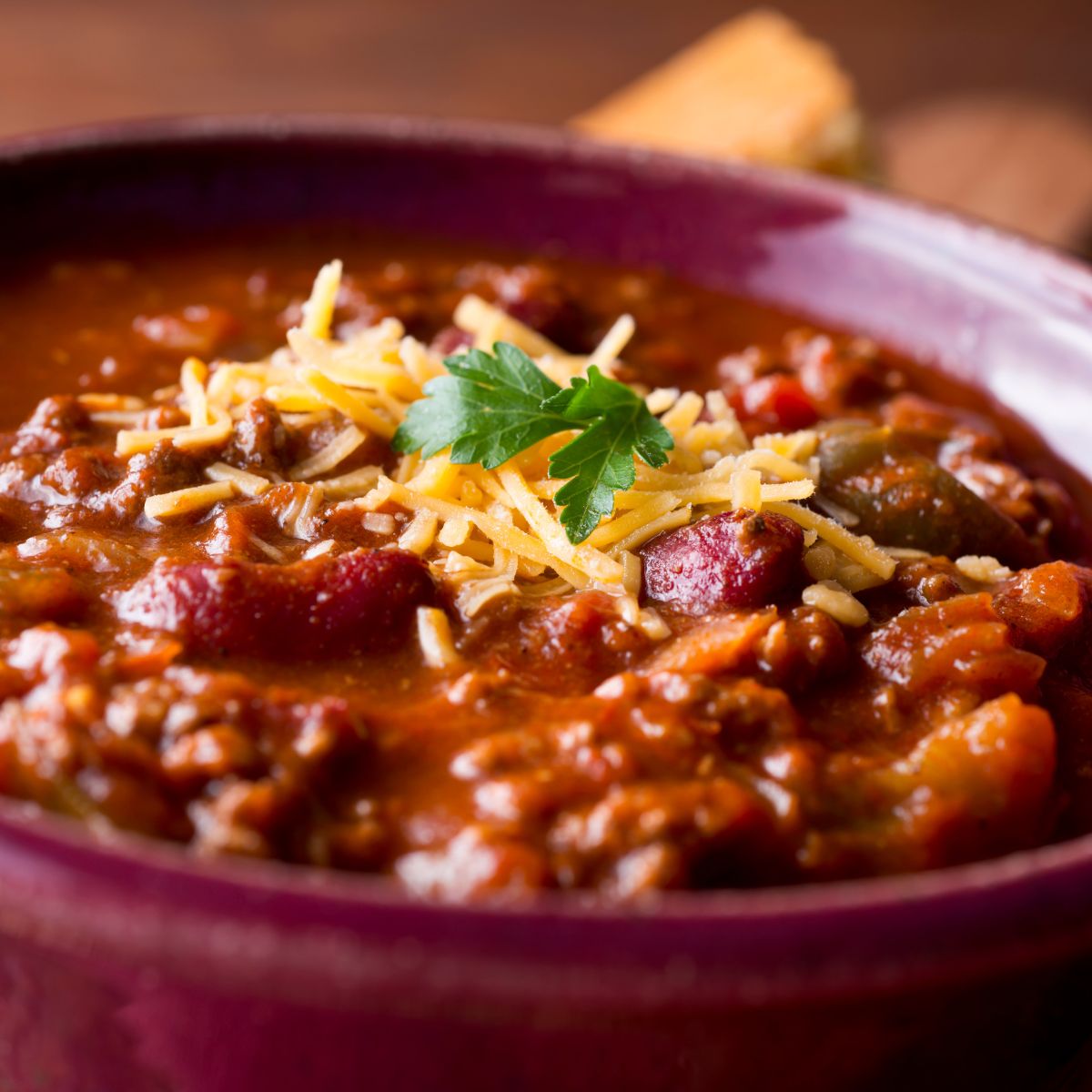 Red bowl of chili
