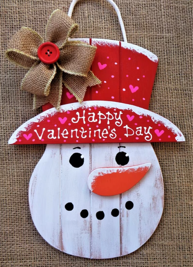 Valentine Snowman wreath