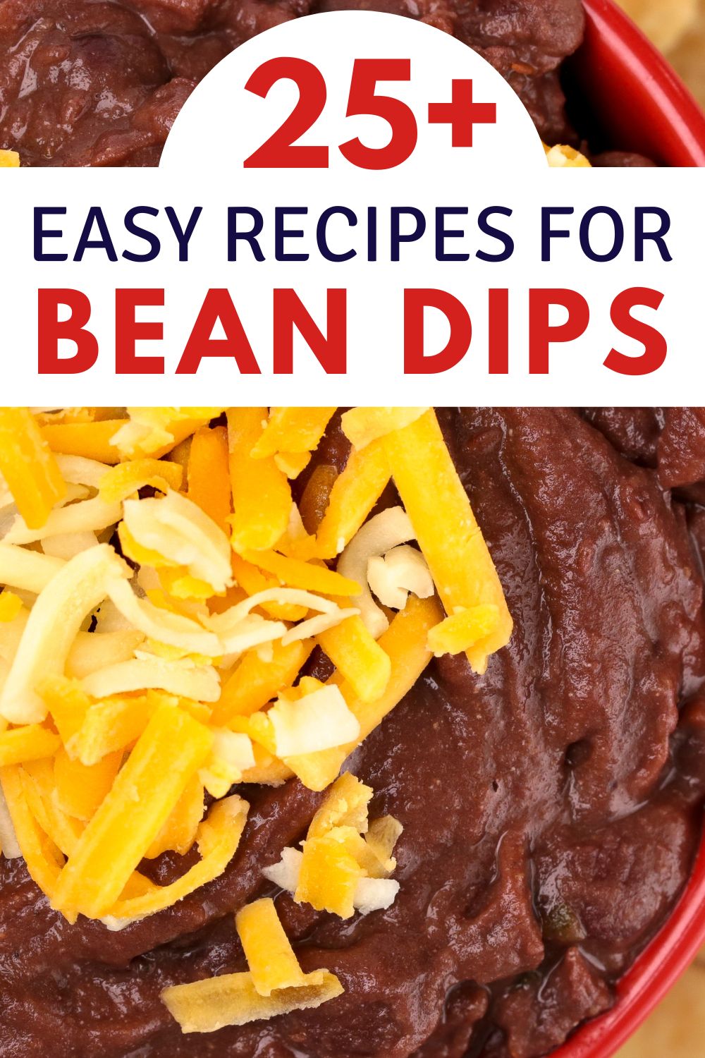25+ easy recipes for bean dip - black bean dip in red bowl