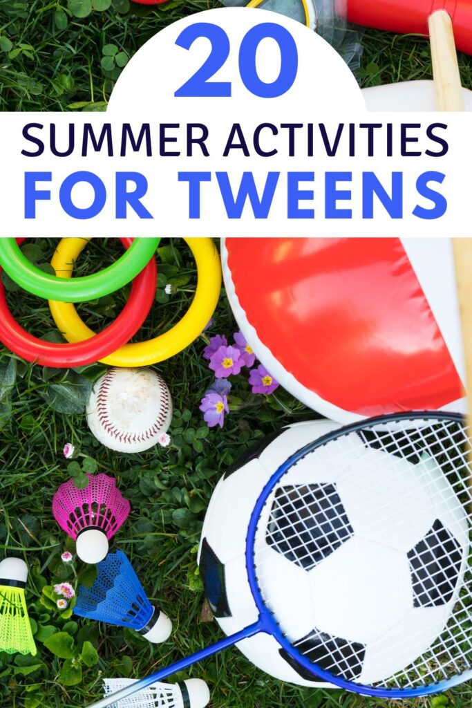 sports equipment on grass - 20 summer activities for tweens