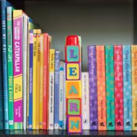 childrens books on shelf