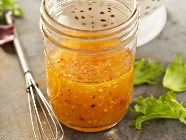 homemade Italian dressing in glass jar