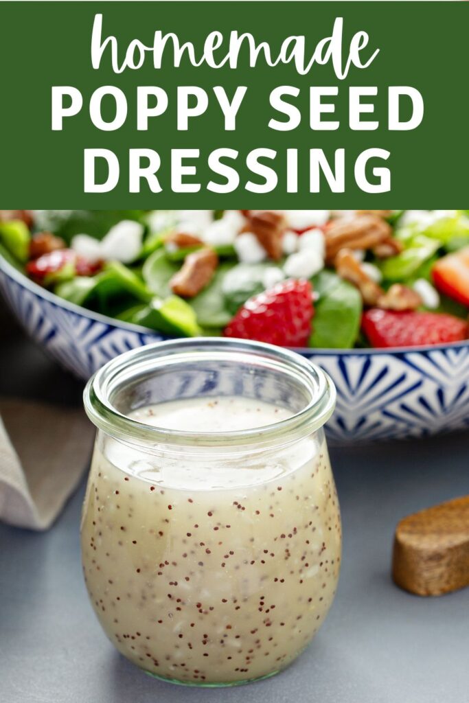 Homemade poppy seed dressing with strawberry salad
