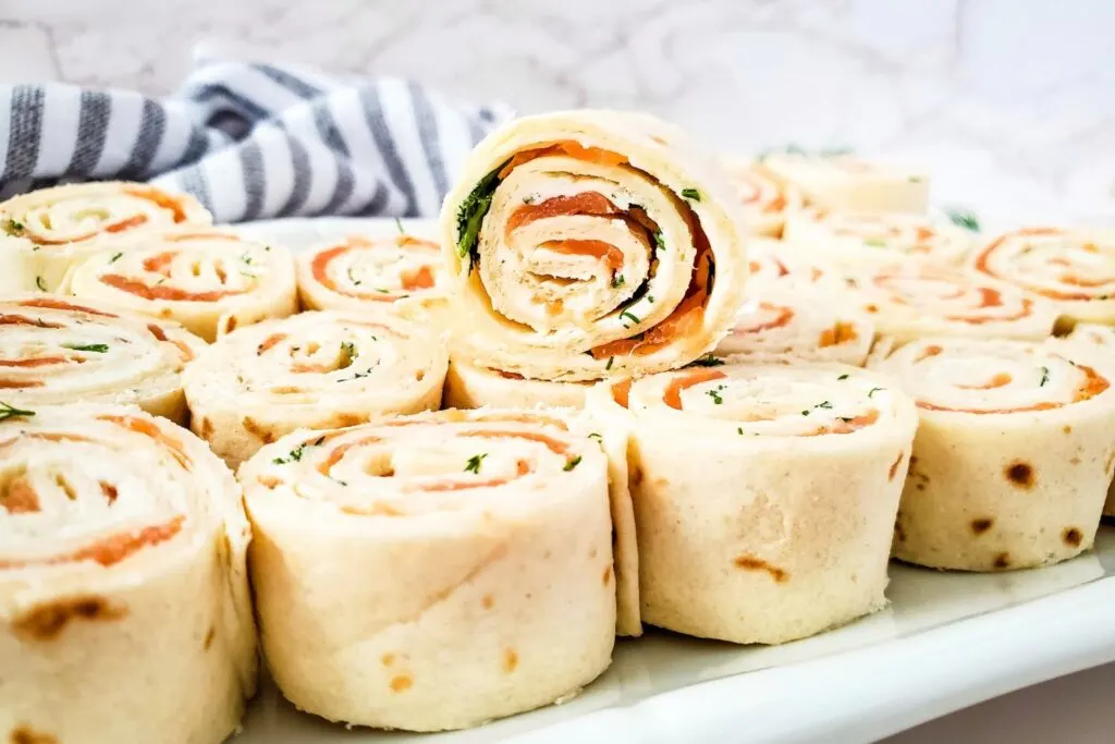 salmon cream cheese tortilla pinwheels