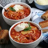 Two bowls crock pot lasagna recipe soup