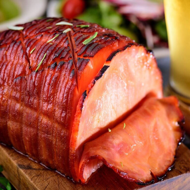 baked honey ham with slice