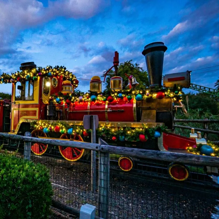 Decorated train Christmas Town Busch Gardens Williamsburg