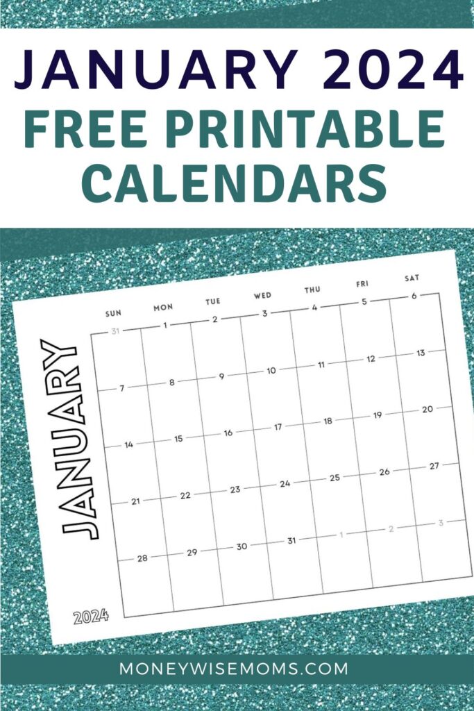 January printed calendar on green background