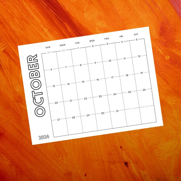 October calendar on orange background SQ