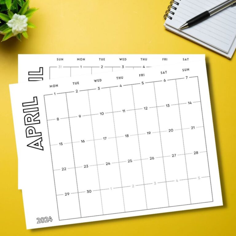 April Free Printable Calendar 2024