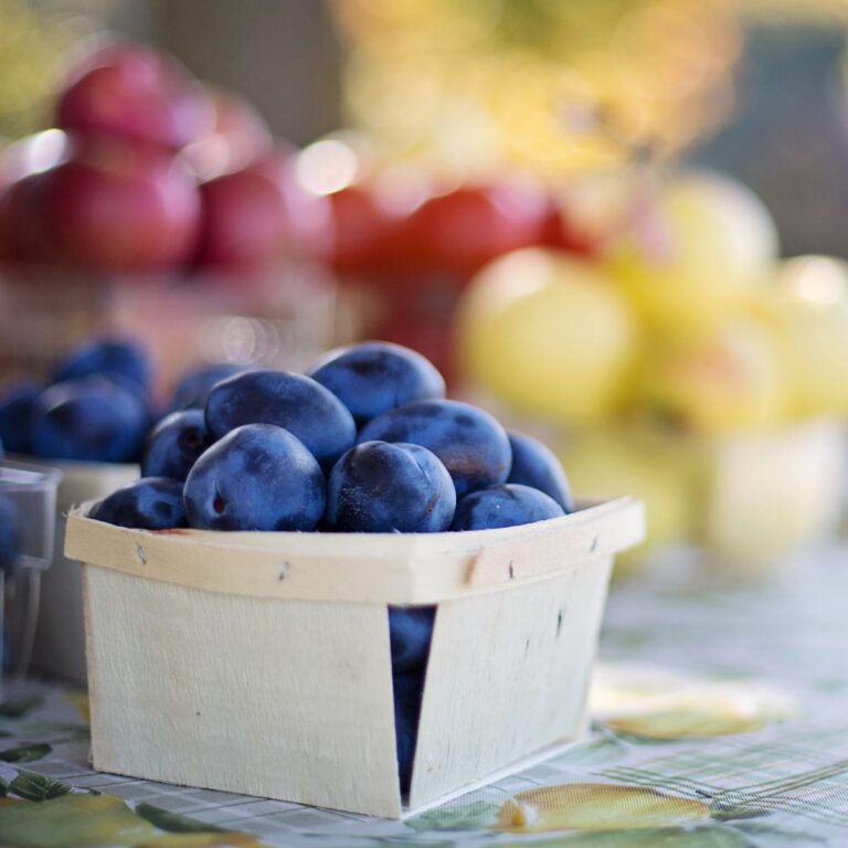 baskets of fruit at Farmers Market
